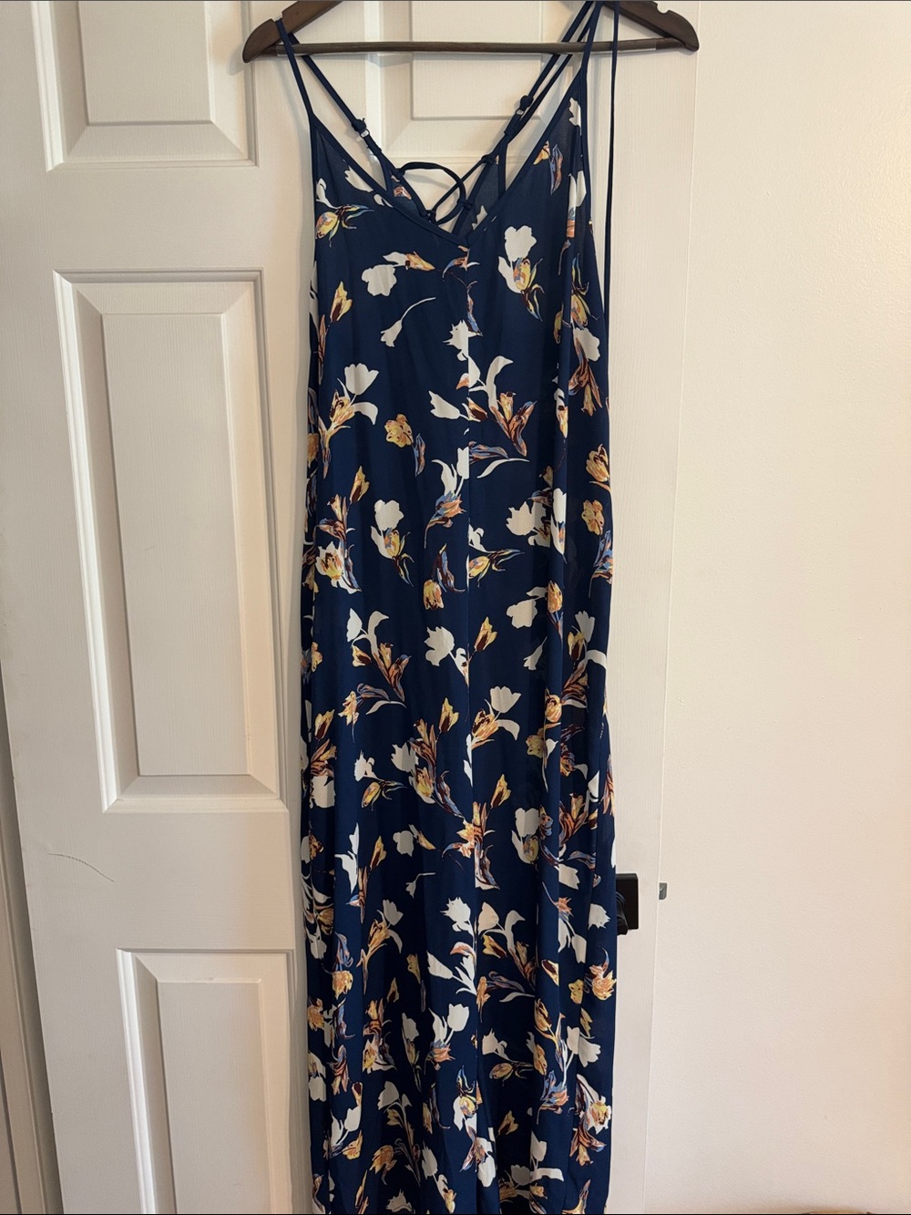 Xhilaration Navy Floral Strappy Slip Jumpsuit